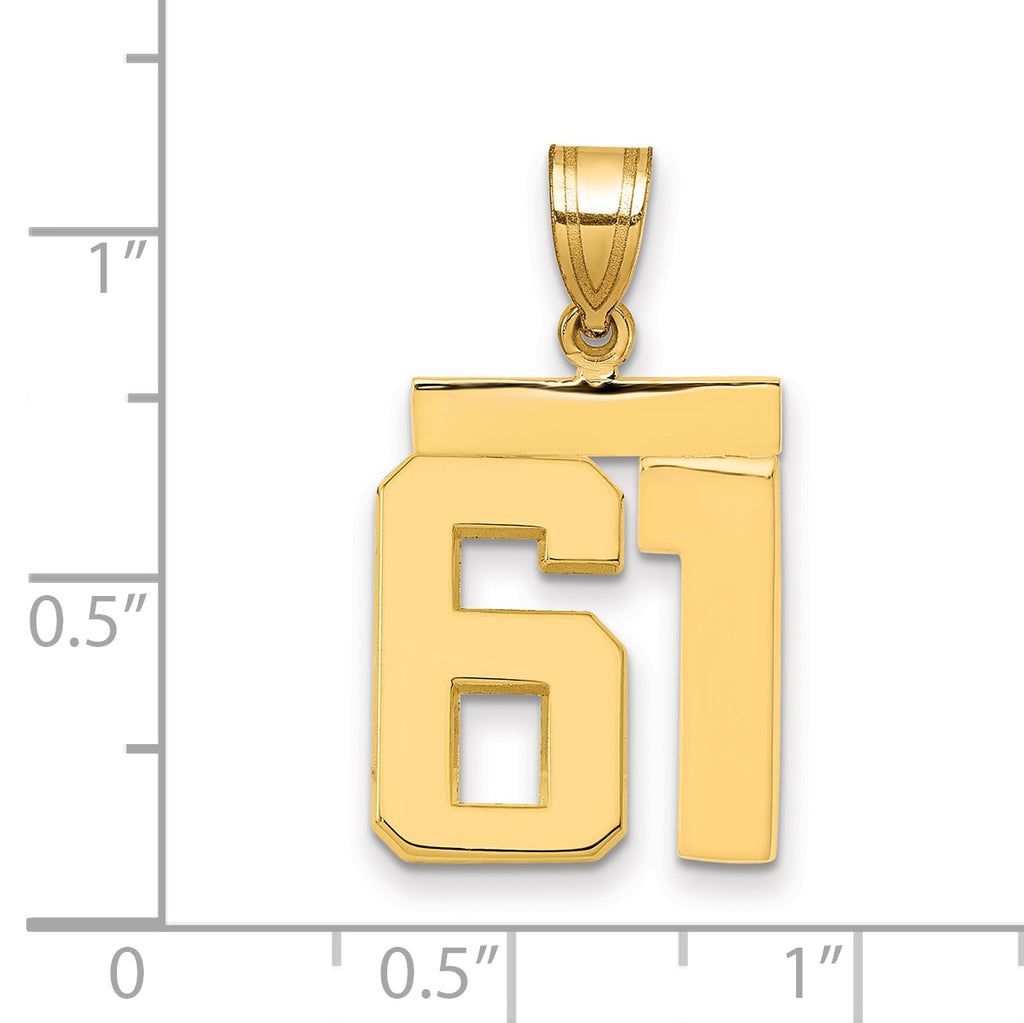 10K Yellow Gold Polished Medium Number 61 Charm