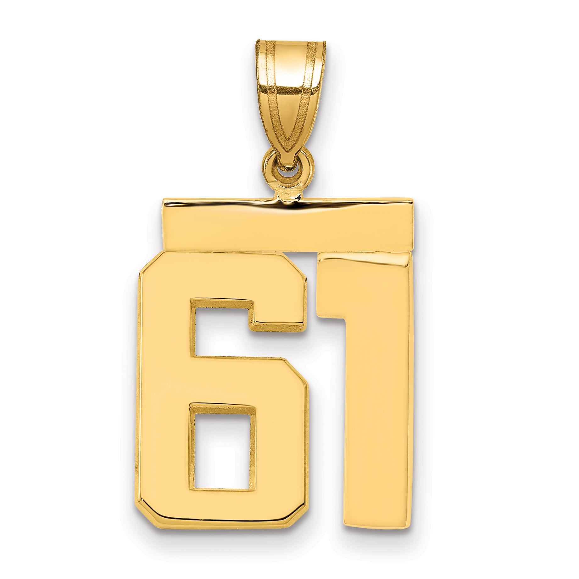10K Yellow Gold Polished Medium Number 61 Charm