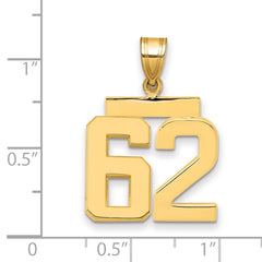 10k Medium Polished Number 62 Charm