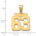 10K Yellow Gold Polished Medium Number 63 Charm