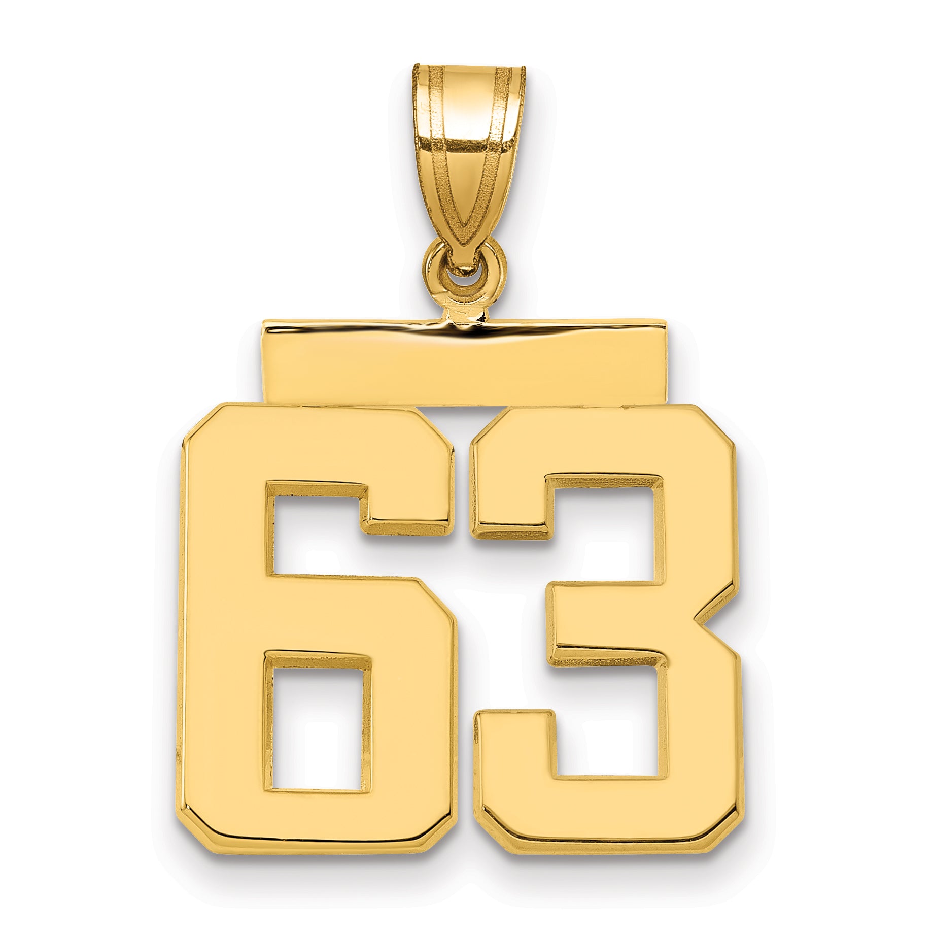 10K Yellow Gold Polished Medium Number 63 Charm