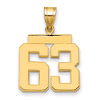 10K Yellow Gold Polished Medium Number 63 Charm