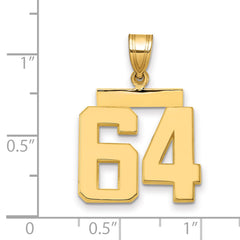 10k Medium Polished Number 64 Charm