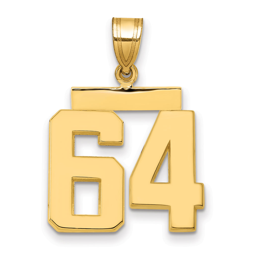 10K Yellow Gold Polished Medium Number 64 Charm