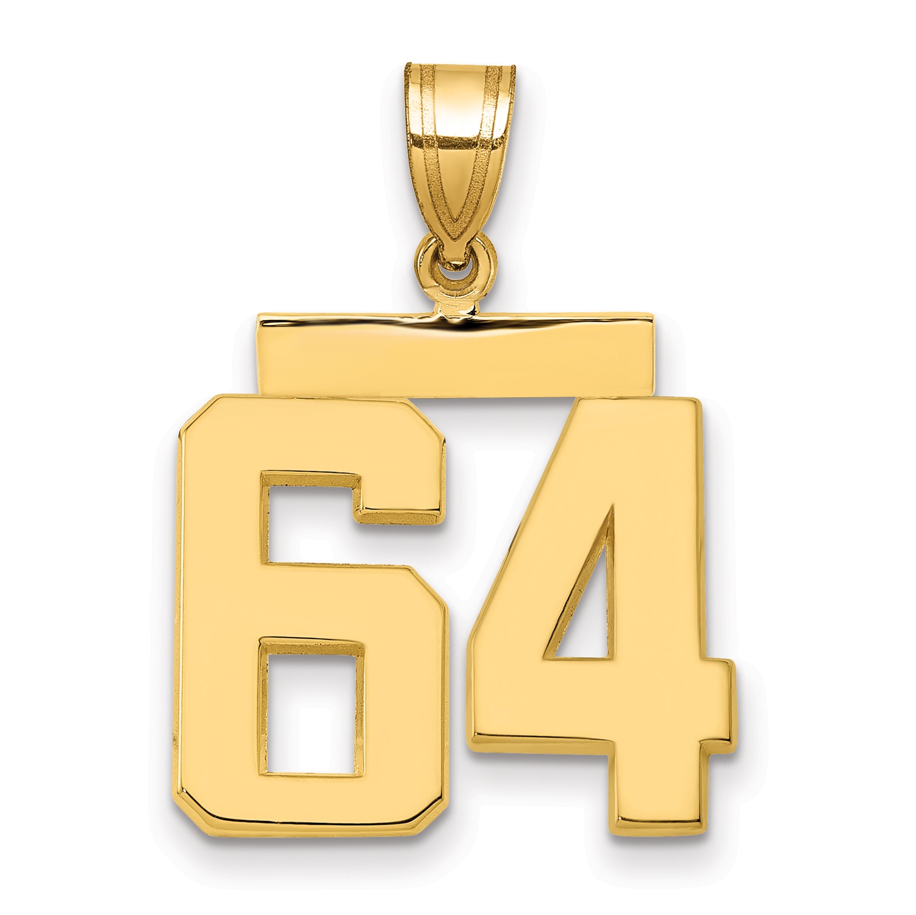 10k Medium Polished Number 64 Charm