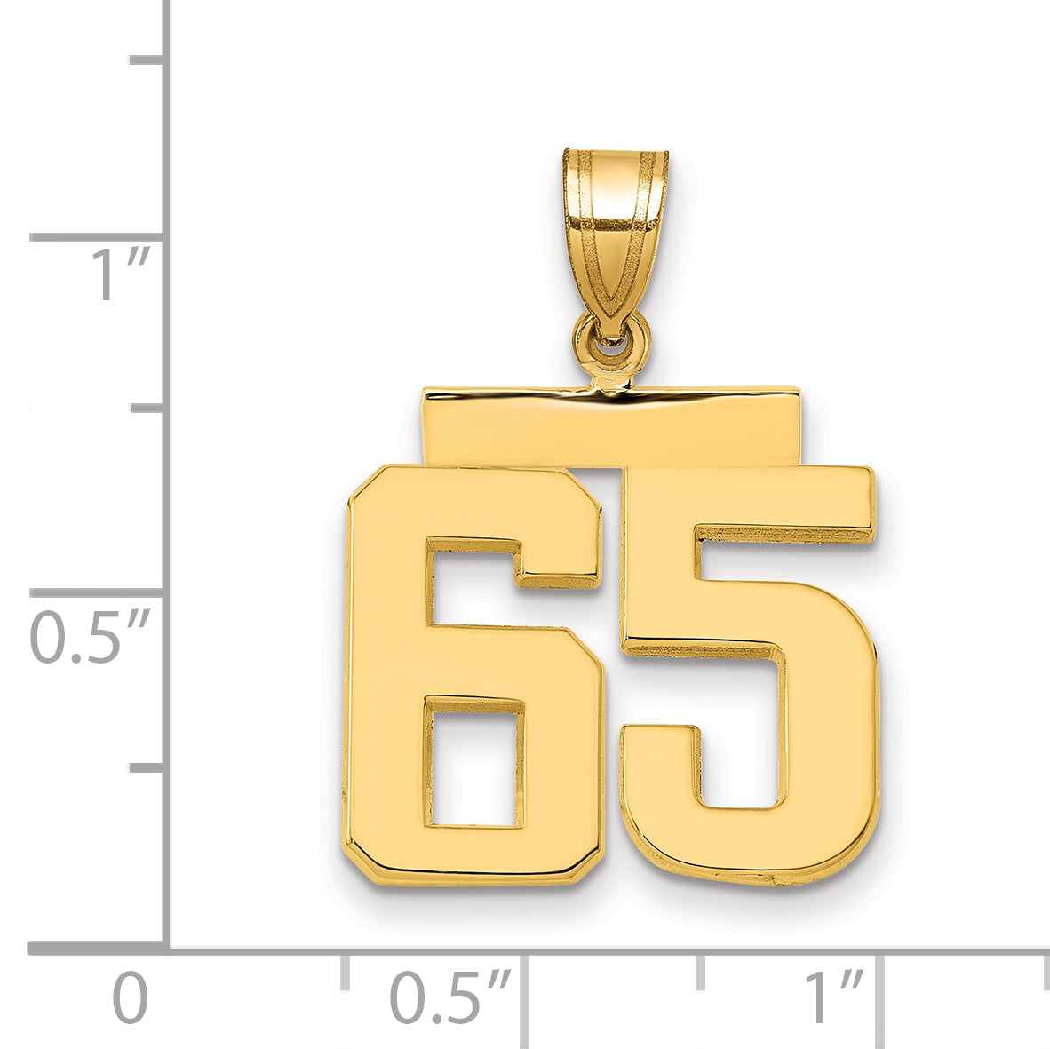 10K Yellow Gold Polished Medium Number 65 Charm
