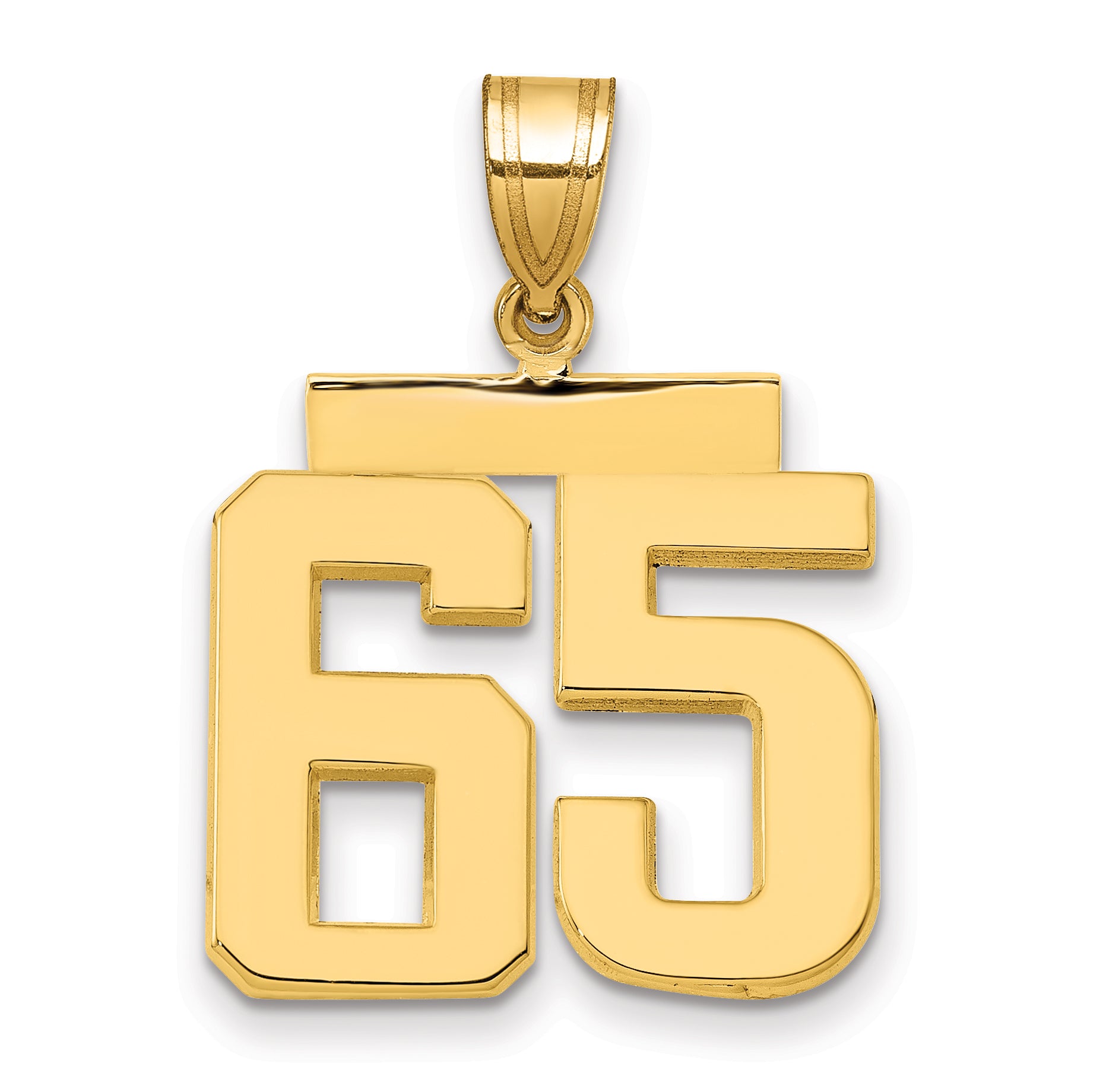 10K Yellow Gold Polished Medium Number 65 Charm