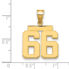 10k Medium Polished Number 66 Charm