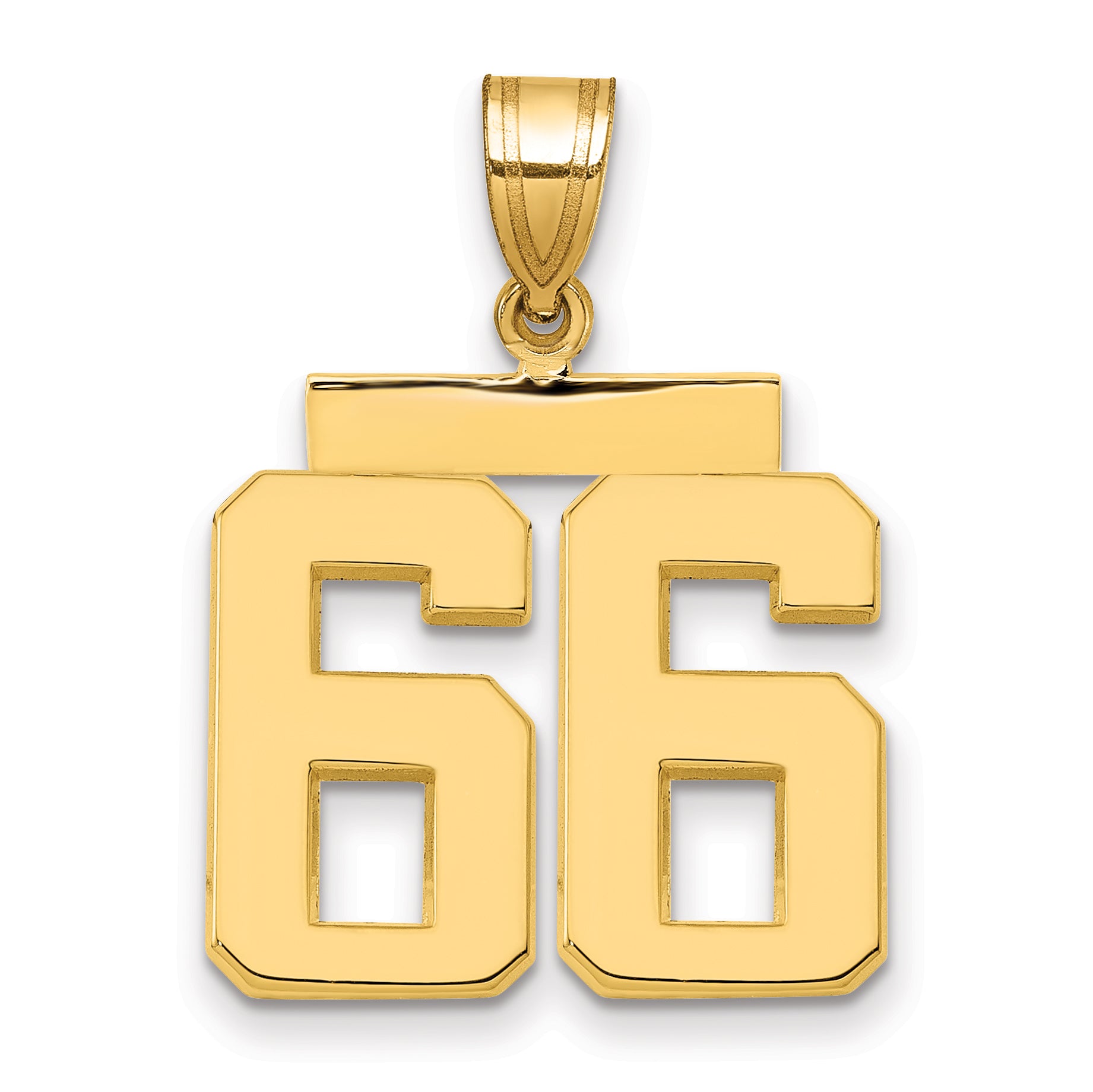 10k Medium Polished Number 66 Charm