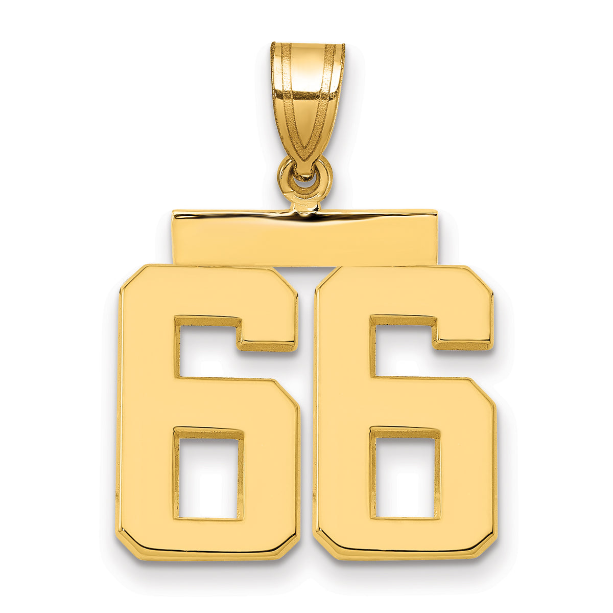 10k Medium Polished Number 66 Charm