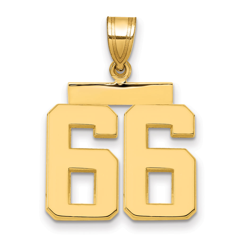 10K Yellow Gold Polished Medium Number 66 Charm