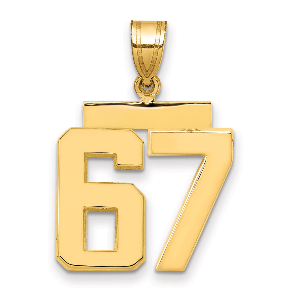 10K Yellow Gold Polished Medium Number 67 Charm