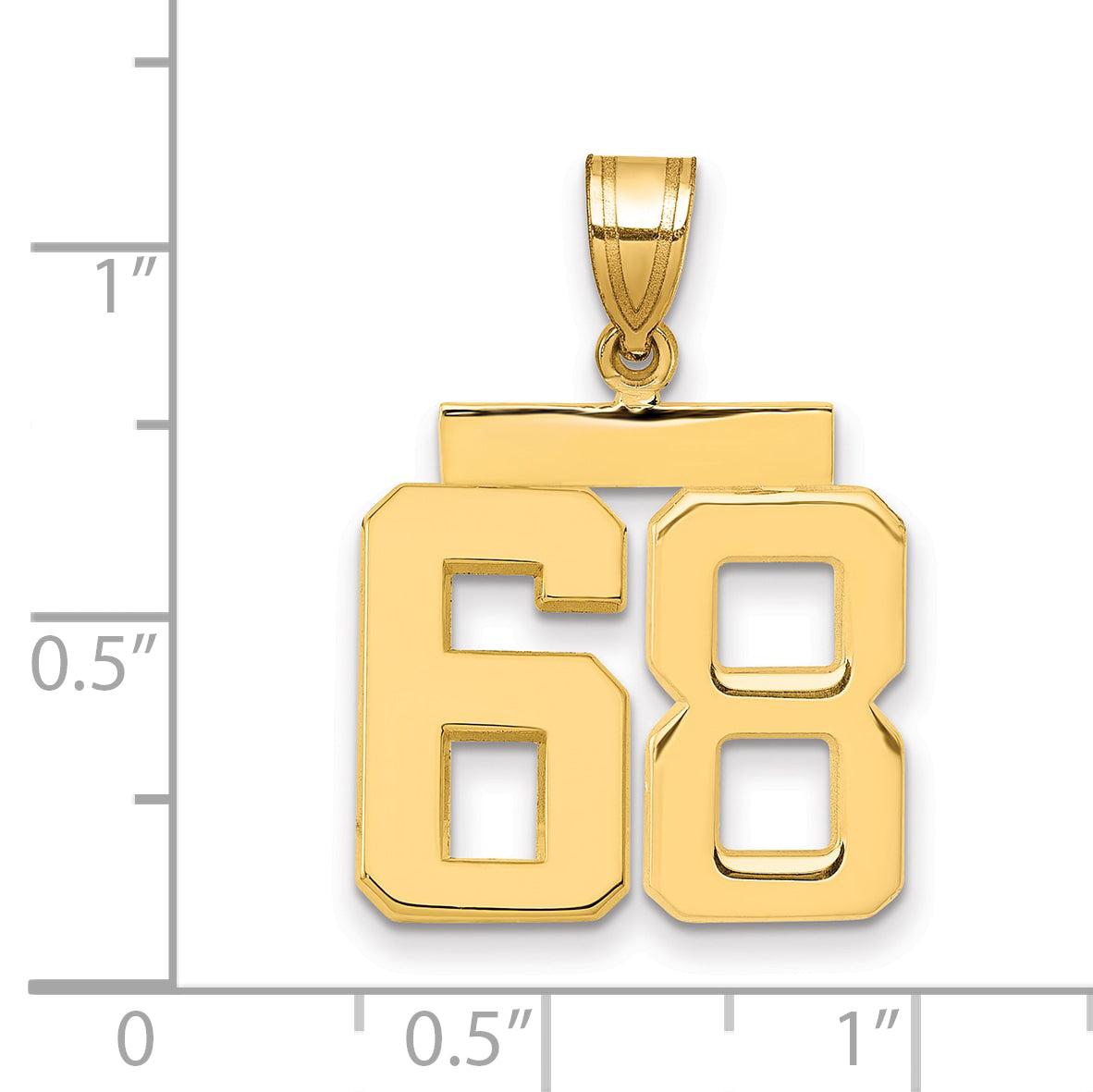 10K Yellow Gold Polished Medium Number 68 Charm Secondary image