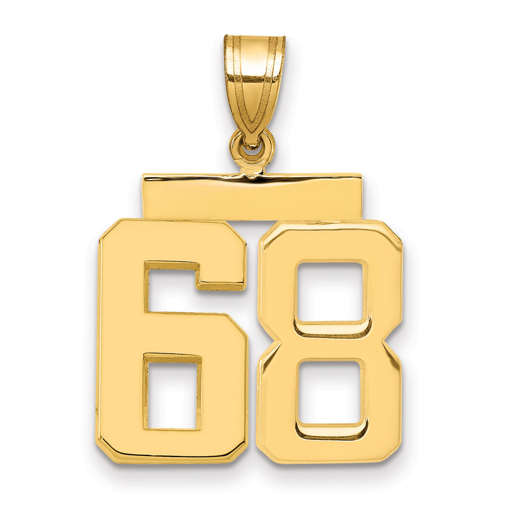 10K Yellow Gold Polished Medium Number 68 Charm