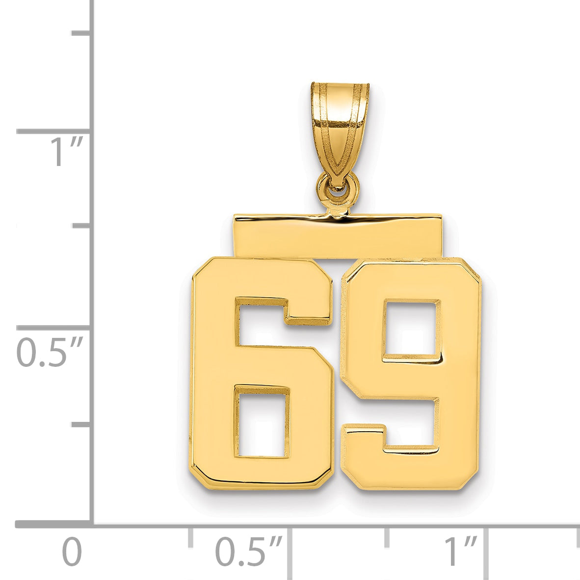 10K Yellow Gold Polished Medium Number 69 Charm