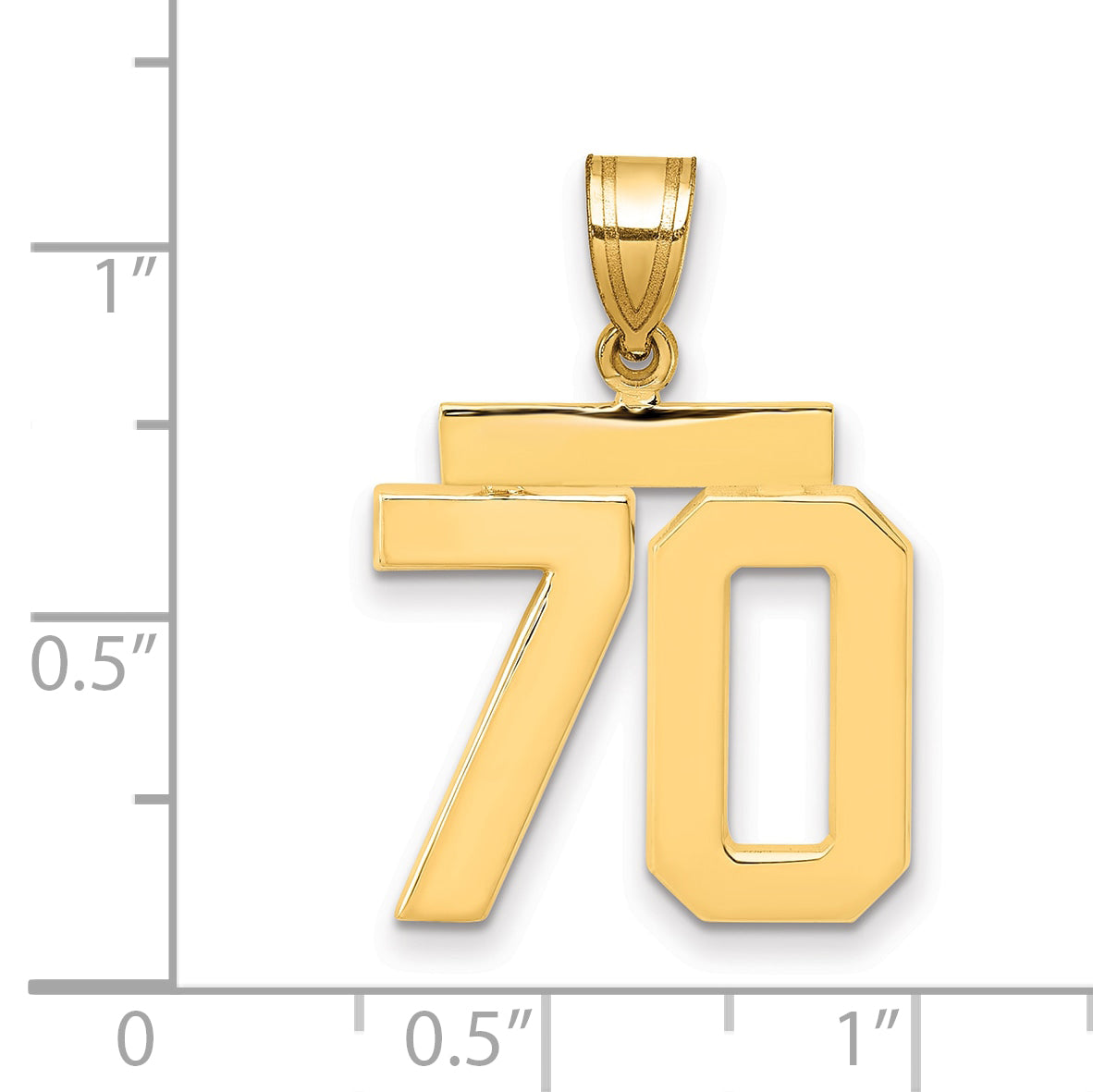 10K Yellow Gold Polished Medium Number 70 Charm