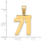 10K Yellow Gold Polished Medium Number 71 Charm