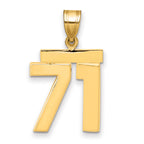 10K Yellow Gold Polished Medium Number 71 Charm
