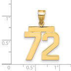10K Yellow Gold Polished Medium Number 72 Charm