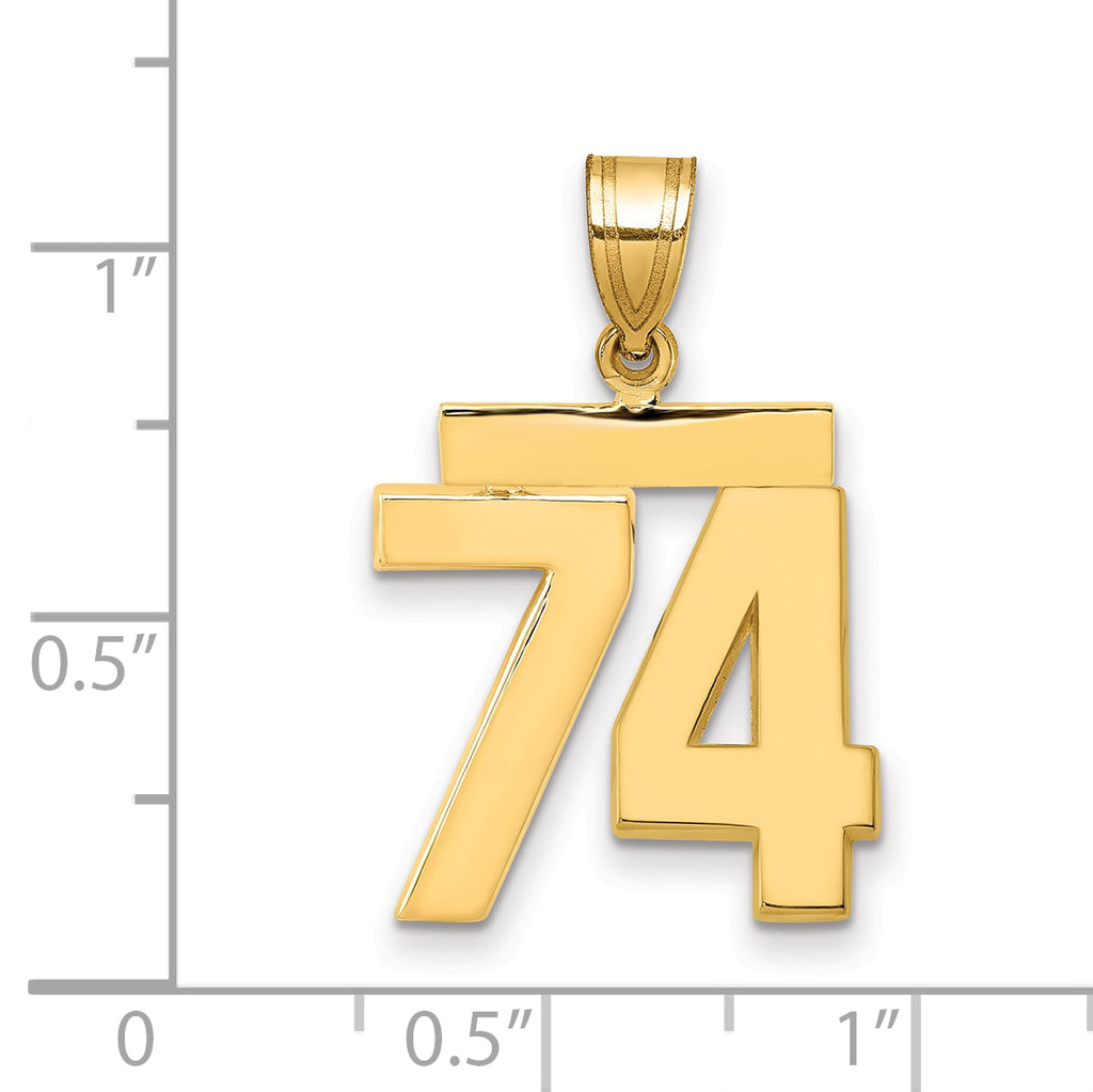 14k Medium Polished Number 74 Charm