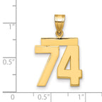 10K Yellow Gold Polished Medium Number 74 Charm