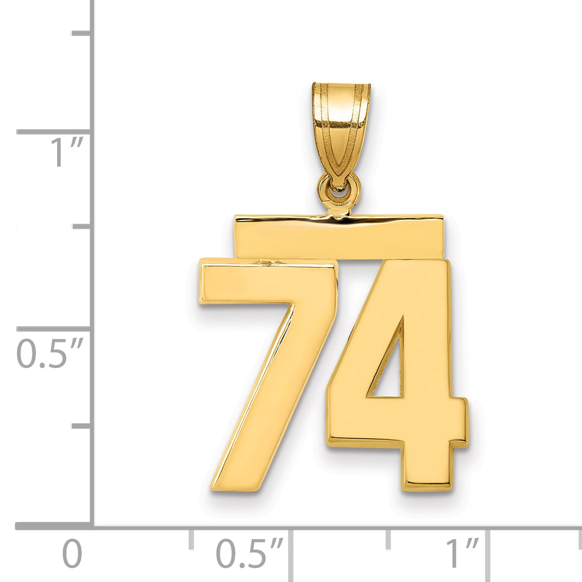 10K Yellow Gold Polished Medium Number 74 Charm
