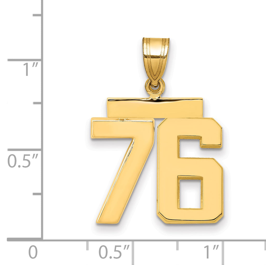 10K Yellow Gold Polished Medium Number 76 Charm