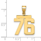 10K Yellow Gold Polished Medium Number 76 Charm