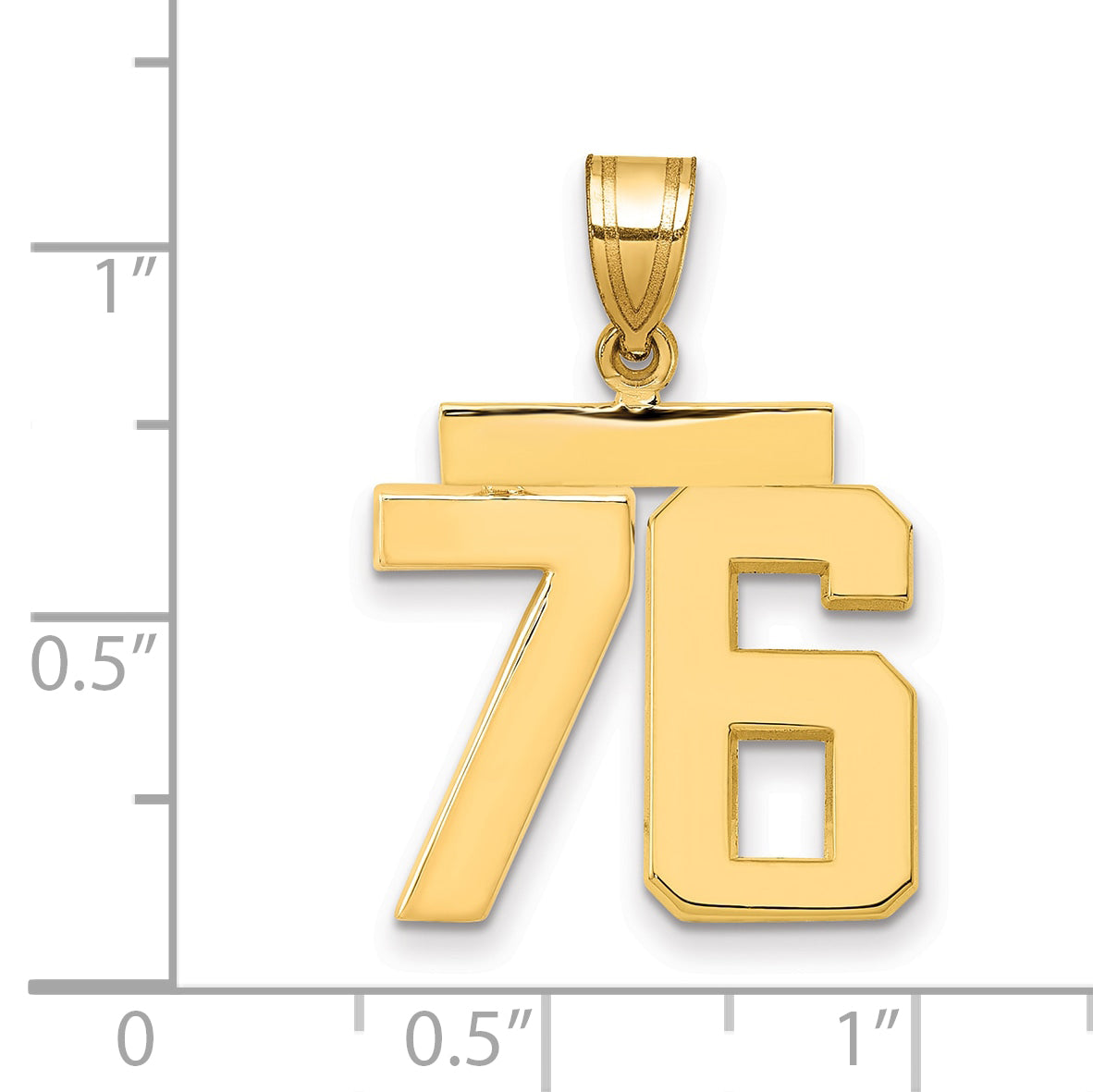 10K Yellow Gold Polished Medium Number 76 Charm