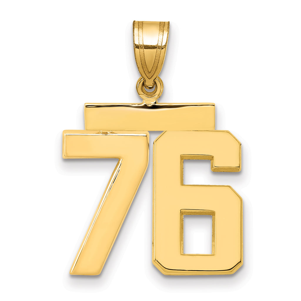 10K Yellow Gold Polished Medium Number 76 Charm