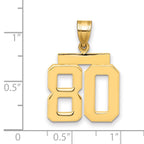 10K Yellow Gold Polished Medium Number 80 Charm