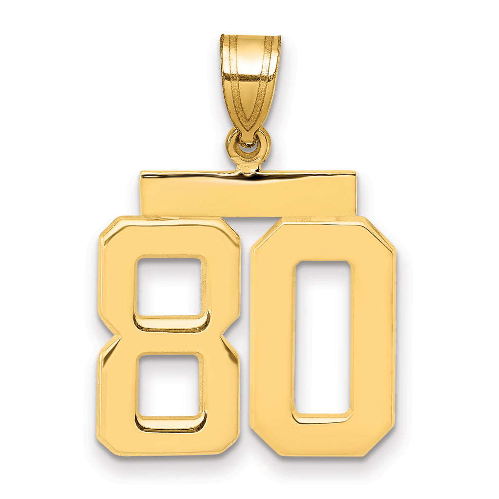 10K Yellow Gold Polished Medium Number 80 Charm