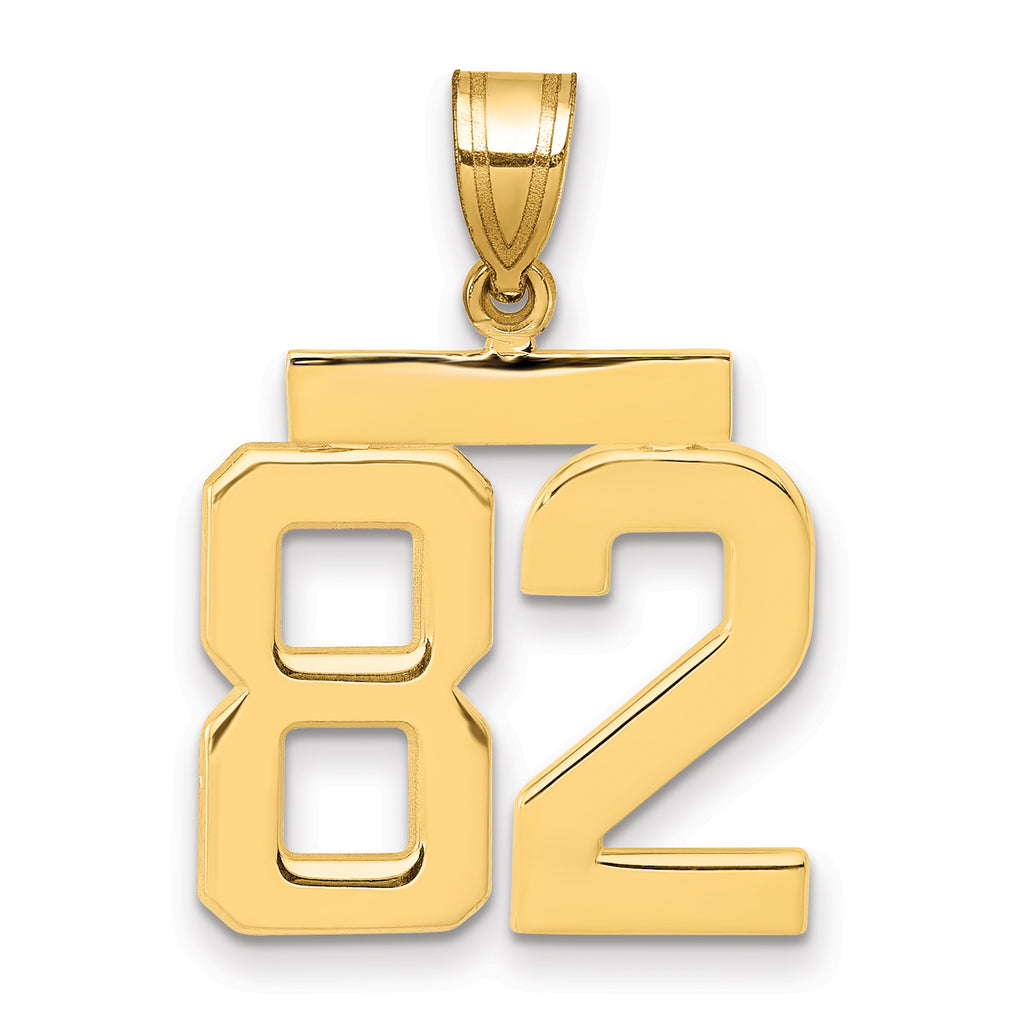 10K Yellow Gold Polished Medium Number 82 Charm
