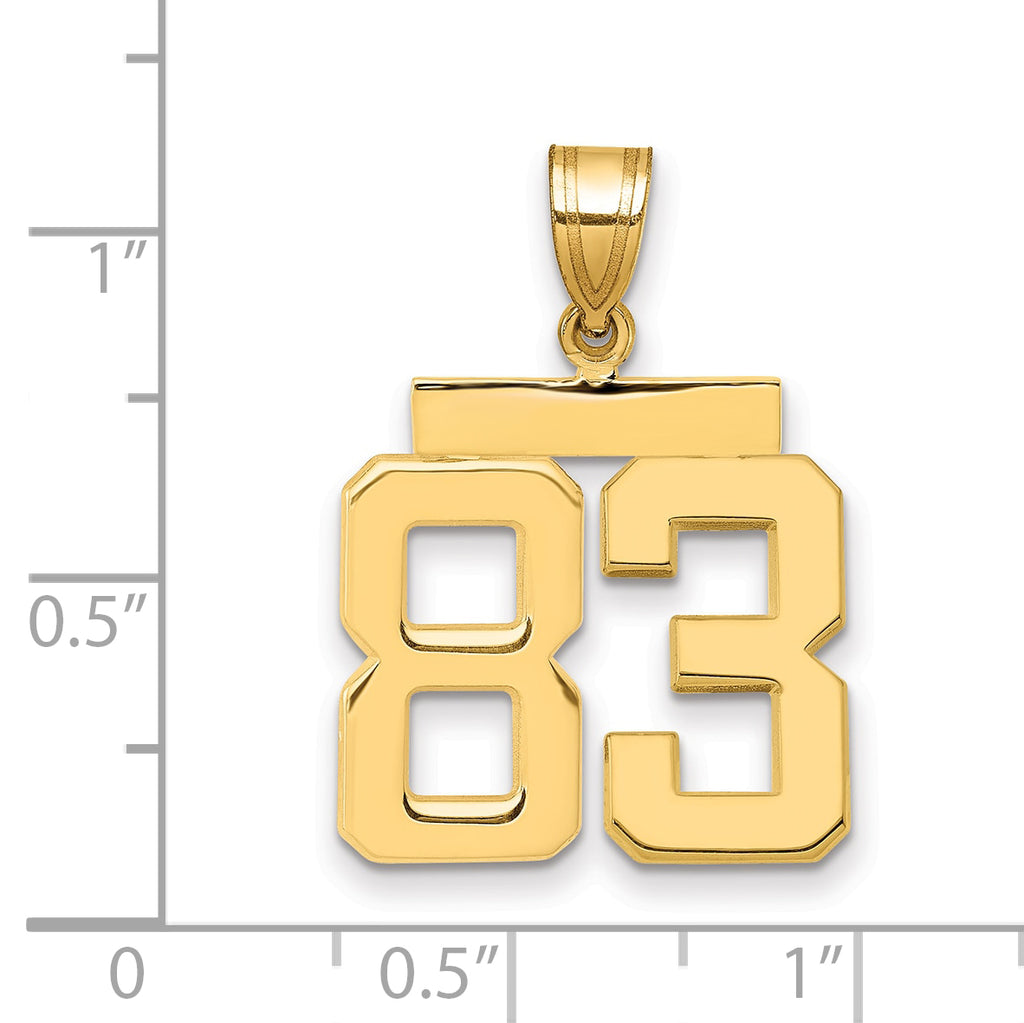 10K Yellow Gold Polished Medium Number 83 Charm