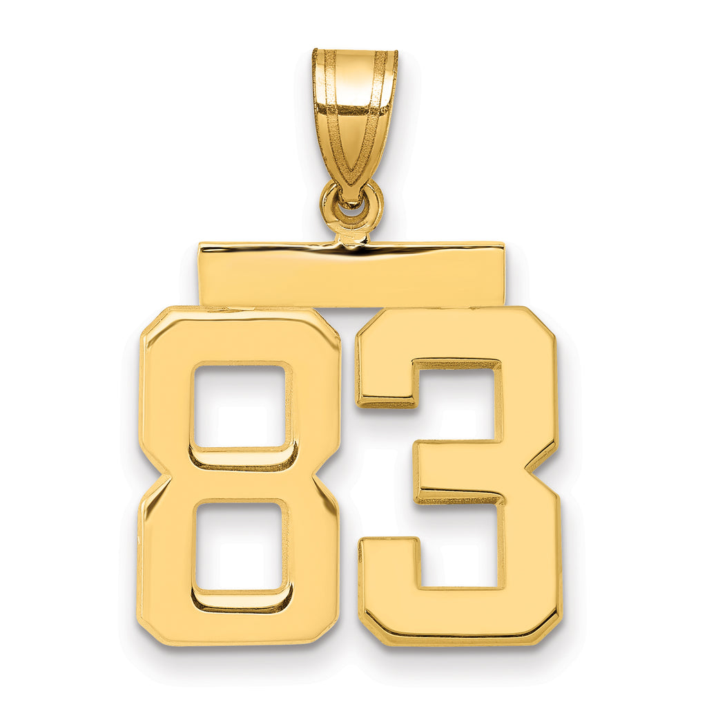 10K Yellow Gold Polished Medium Number 83 Charm