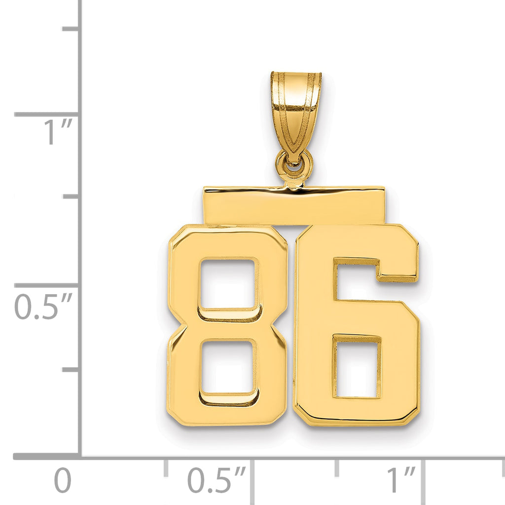 10K Yellow Gold Polished Medium Number 86 Charm
