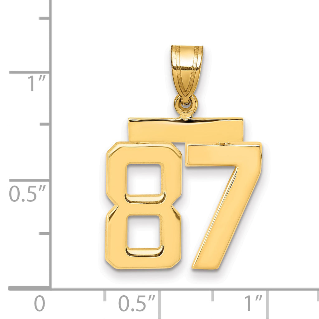 10K Yellow Gold Polished Medium Number 87 Charm