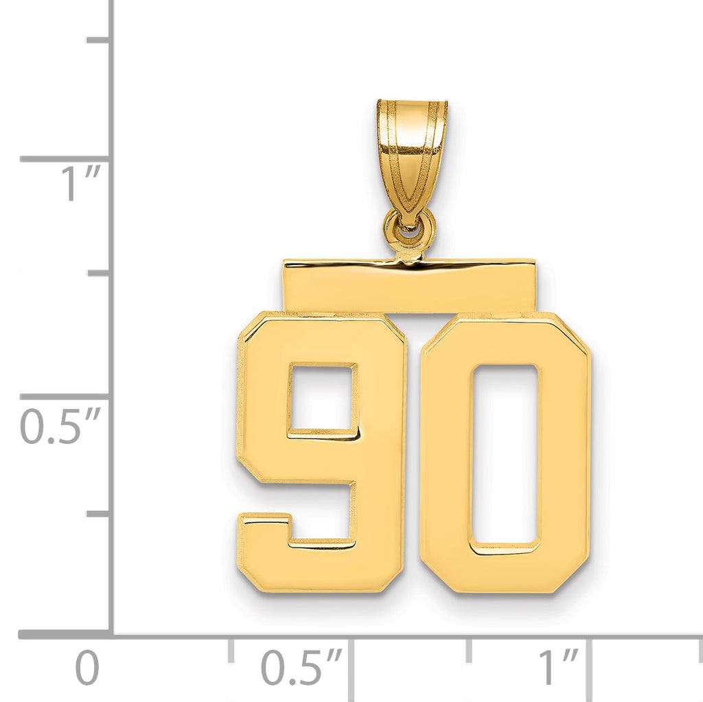 10K Yellow Gold Polished Medium Number 90 Charm