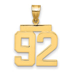 10K Yellow Gold Polished Medium Number 92 Charm