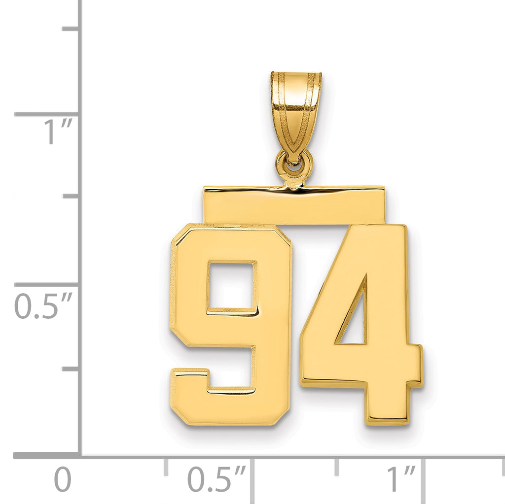 10K Yellow Gold Polished Medium Number 94 Charm