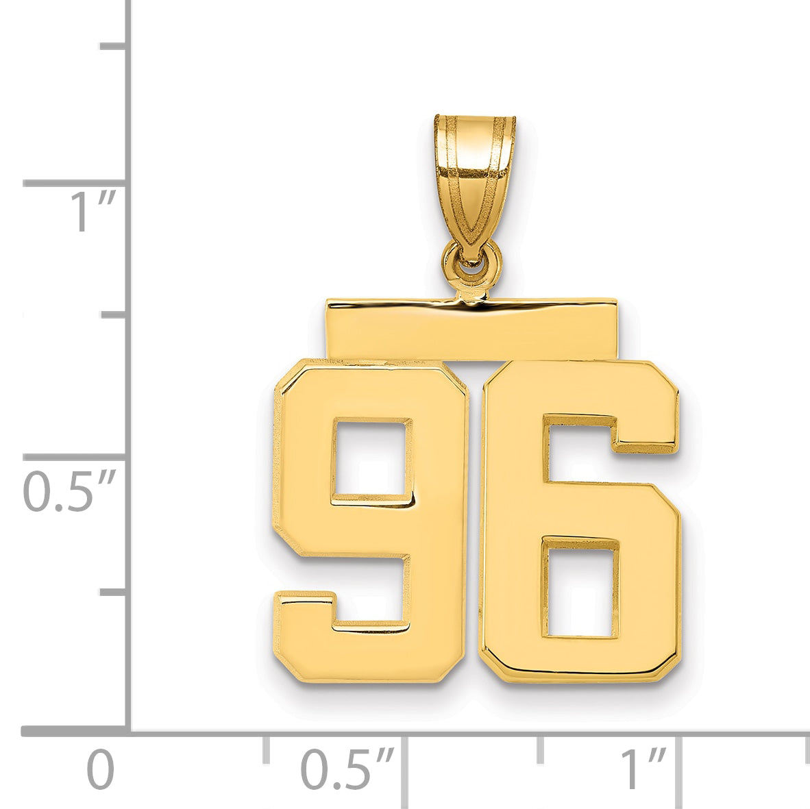 10K Yellow Gold Polished Medium Number 96 Charm