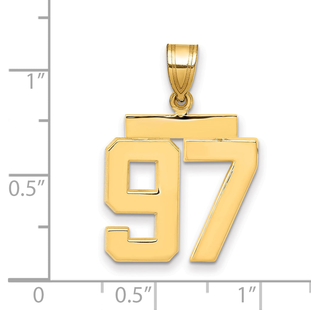 10K Yellow Gold Polished Medium Number 97 Charm
