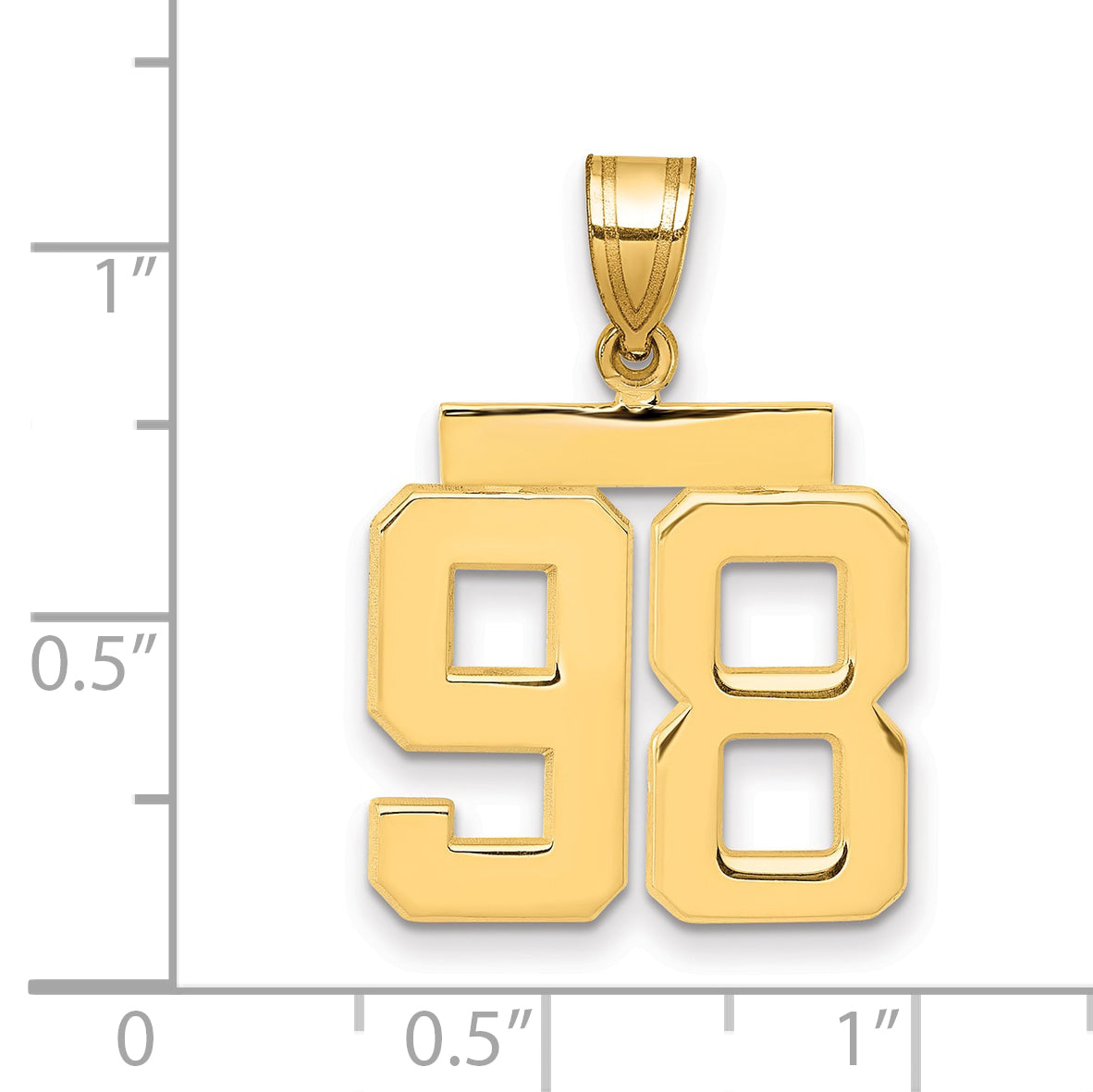 10K Yellow Gold Polished Medium Number 98 Charm