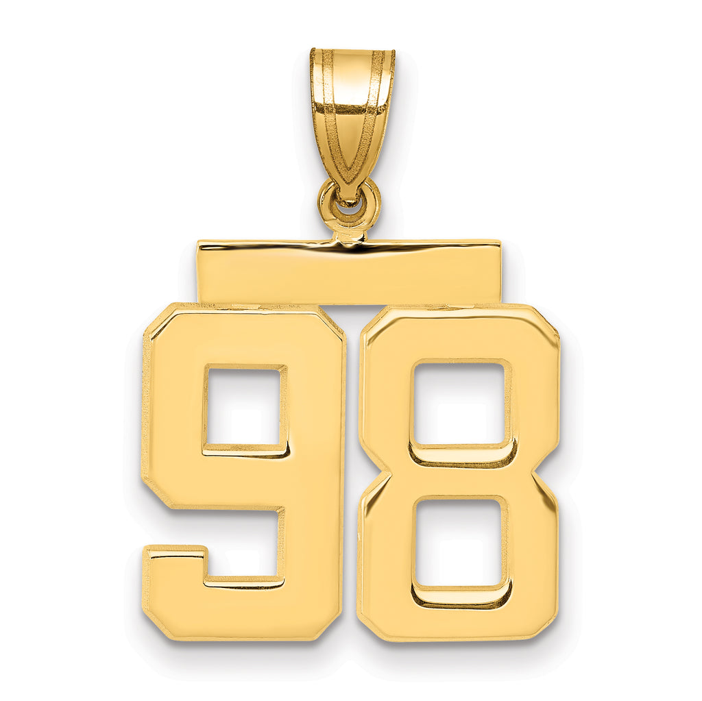 10K Yellow Gold Polished Medium Number 98 Charm
