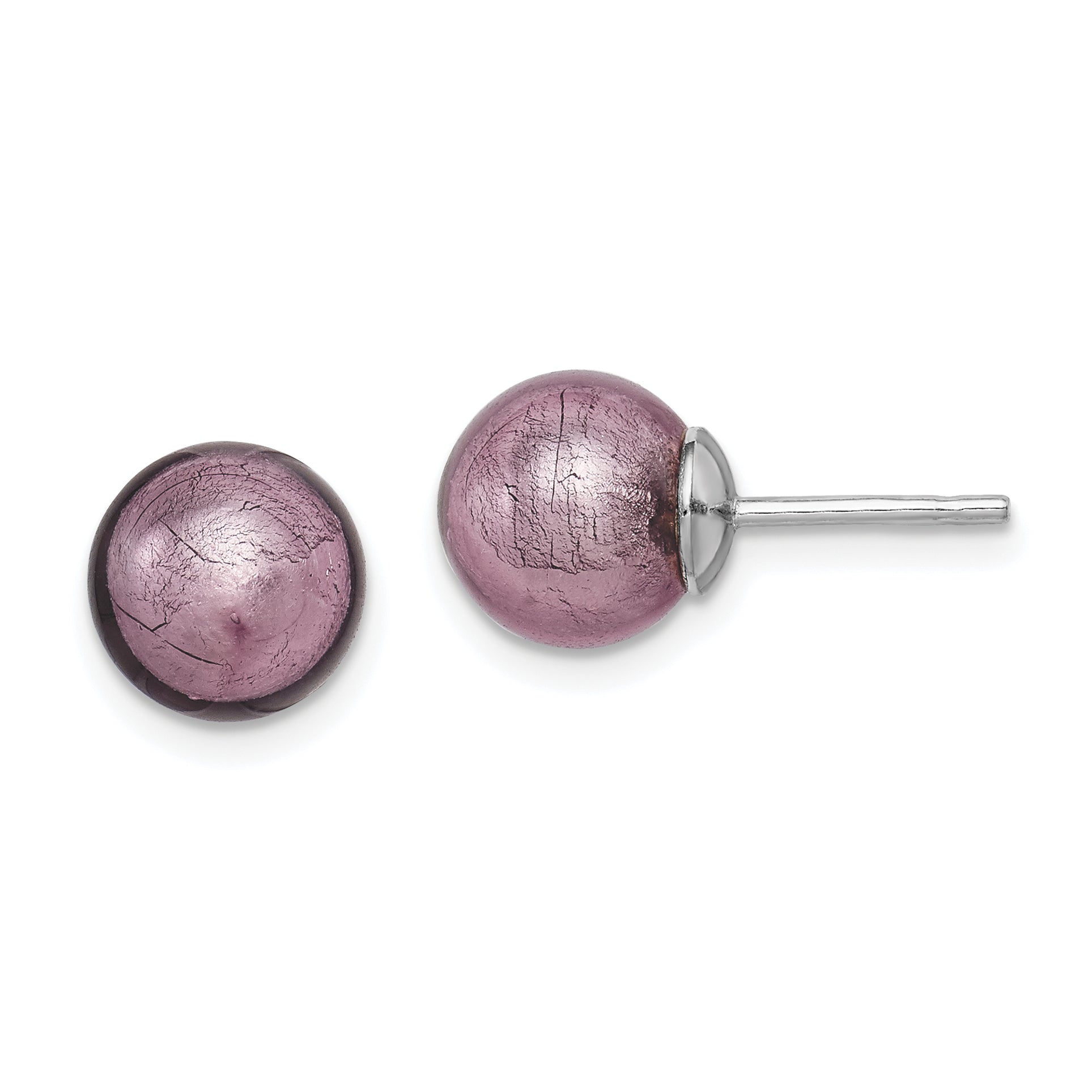 Sterling Silver Rhodium-plated Lavender Italian Murano Earrings Main image