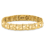 14k Polished and Textured 9.5mm 7 inch Nugget Bracelet