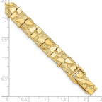 14k Polished and Textured 9.5mm 7 inch Nugget Bracelet