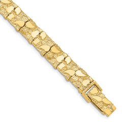14k Polished and Textured 9.5mm 7 inch Nugget Bracelet