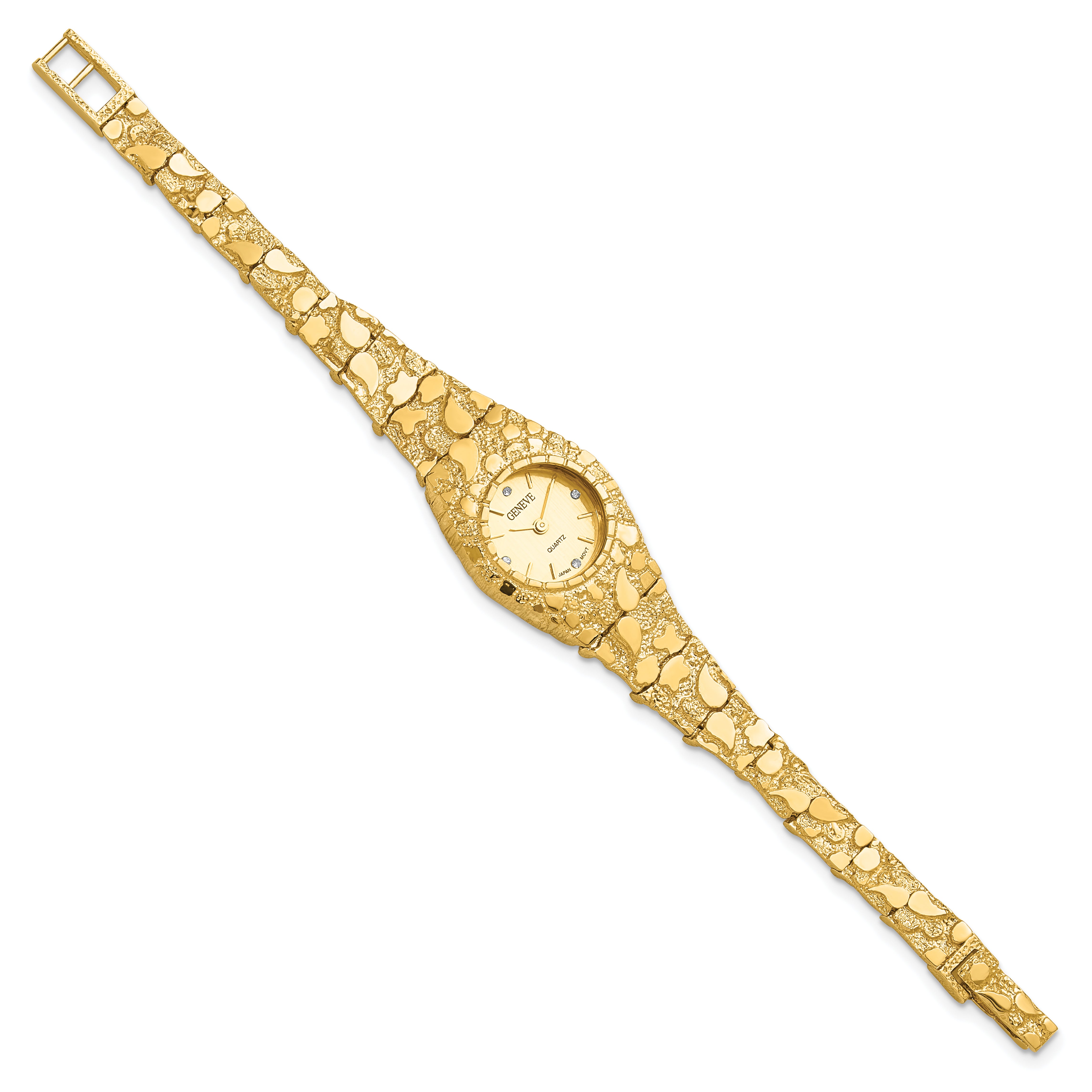 14K Ladies Circular Champagne 22mm Dial Solid Nugget Watch Secondary image