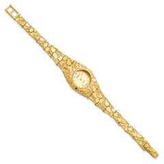 14K Ladies Circular Champagne 22mm Dial Solid Nugget Watch